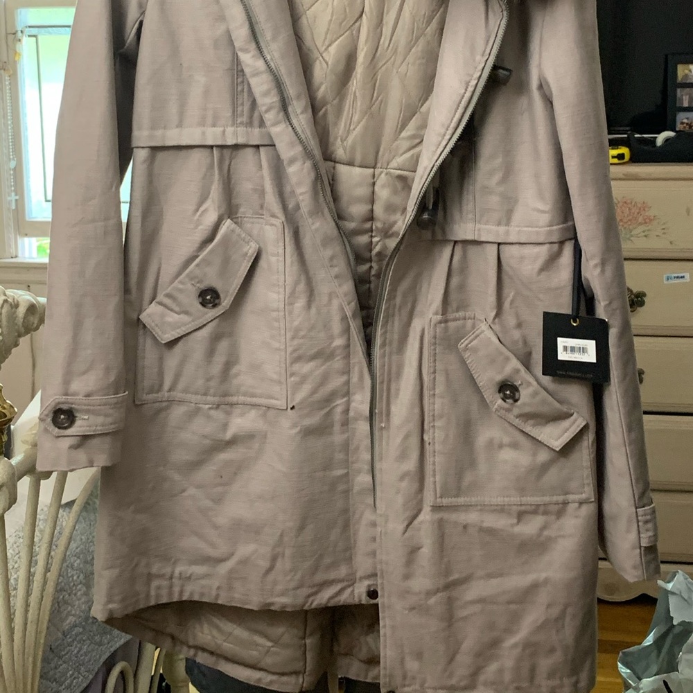JACK DARK KHAKI SNORKEL LONG COAT, TRENCH - Picture 6 of 7